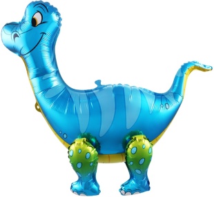Шар 3D (25''/64 см) Фигура, Динозавр Брахиозавр, Синий, 1 шт. в уп.