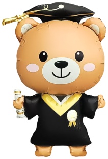 Шар (38''/97 см) Фигура, Мишка Выпускник, 1 шт. в уп.