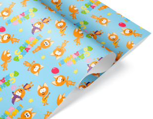 Упаковочная бумага глянцевая 105гр (0,7*1 м) Котенок Котэ, С Днем Рождения!, 10 шт.