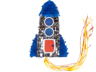 Пиньята Ракета, Синий/Серебро, Металлик, 43*28*10 см, 1 шт. в упак. 