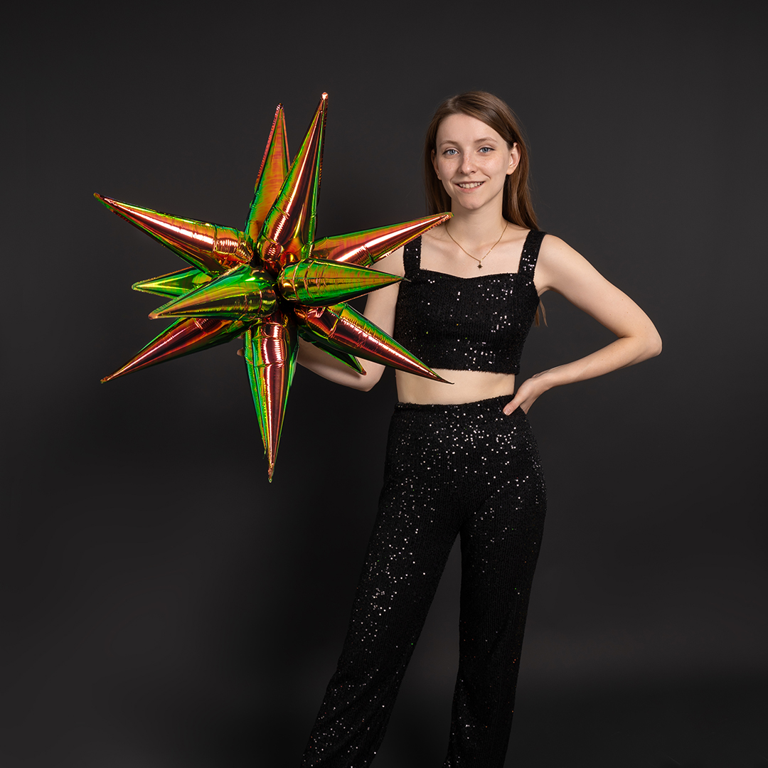 Шар 3D (26''/66 см) Звезда, Объемная, Фантом, Хамелеон, 1 шт. в уп.