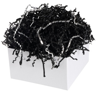 Наполнитель для коробок, Праздничный Дуэт, бумага, ПП, Черный/Серебро, Металлик, 50 г.