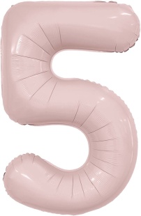 Шар (40''/102 см) Цифра, 5 Slim, Пыльная роза, 1 шт. в уп.