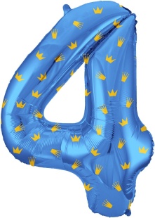 Шар (34''/86 см) Цифра, 4 Золотые короны, Голубой, 1 шт. в уп.