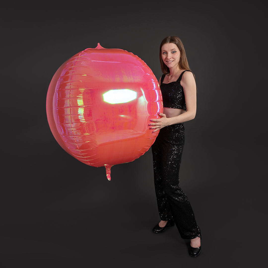 Шар 3D (60''/152 см) Сфера, Розовый, Хамелеон, 1 шт. в уп.