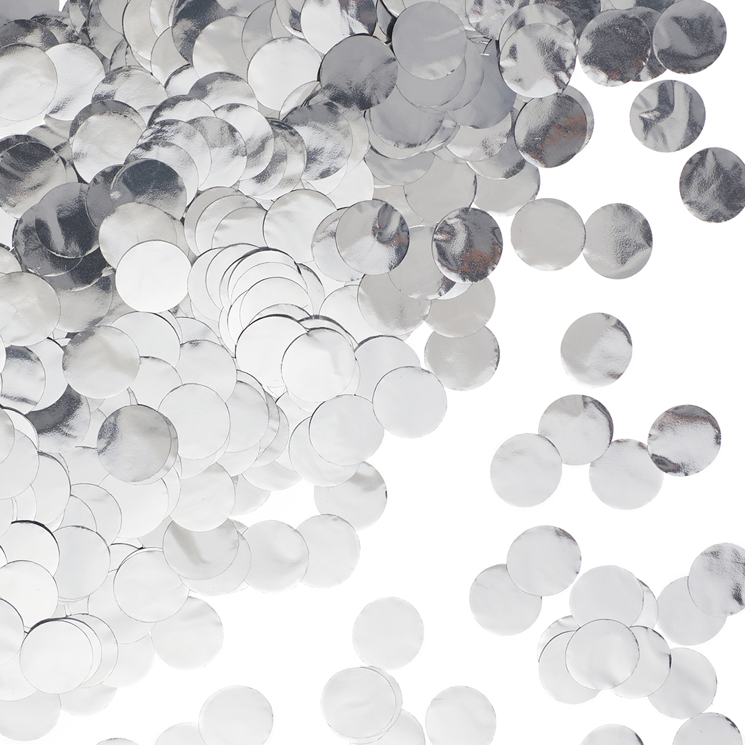 Конфетти фольга Круг, Серебро, Металлик, 2 см, 50 г.