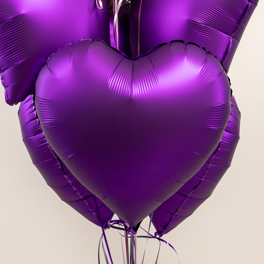 Шар (18''/46 см) Сердце, Фиолетовый, Сатин, 1 шт.