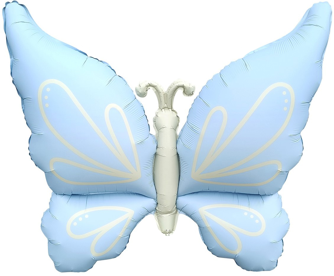 Шар (37''/94 см) Фигура, Нежная бабочка, Голубой, Сатин, 1 шт.