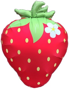 Шар (26''/66 см) Фигура, Клубника с цветком, Красный, Сатин, 1 шт. в уп.