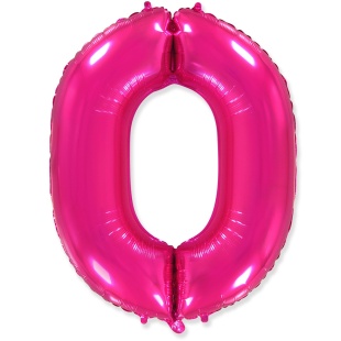 Шар (40''/102 см) Цифра, 0, Фуше, 1 шт. в уп.