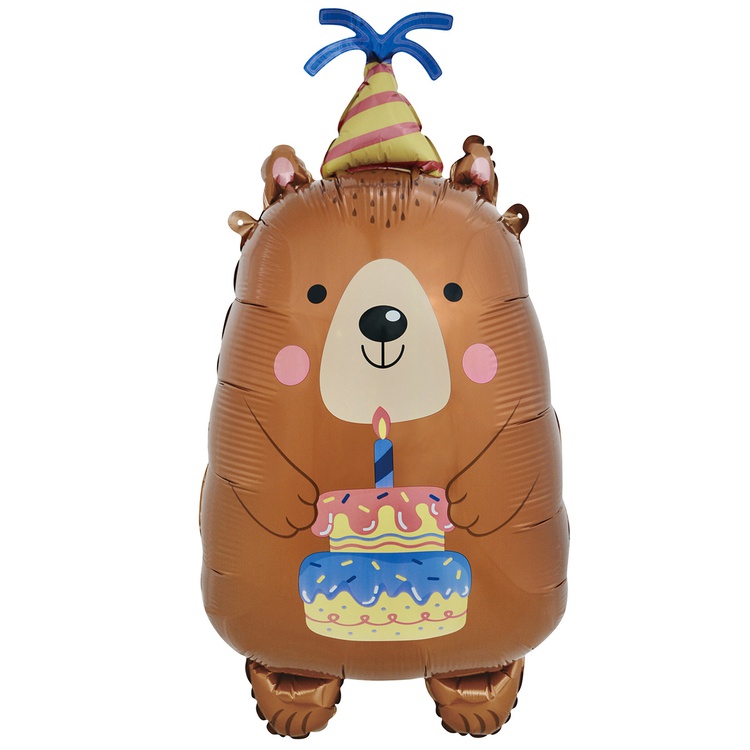 Шар (31''/79 см) Фигура, Мишка с тортом, 1 шт.