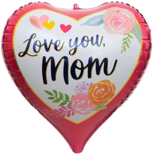 Шар 3D (24''/61 см) Сердце, Люблю тебя, Мама, 1 шт.