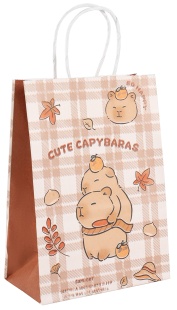 Пакет подарочный, Крафт 120гр, Капибары, Дизайн №3, 21*15*8 см, 1 шт.