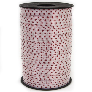 Лента полипропиленовая (0,5 см*250 м) Красный горошек, Белый, 1 шт.
