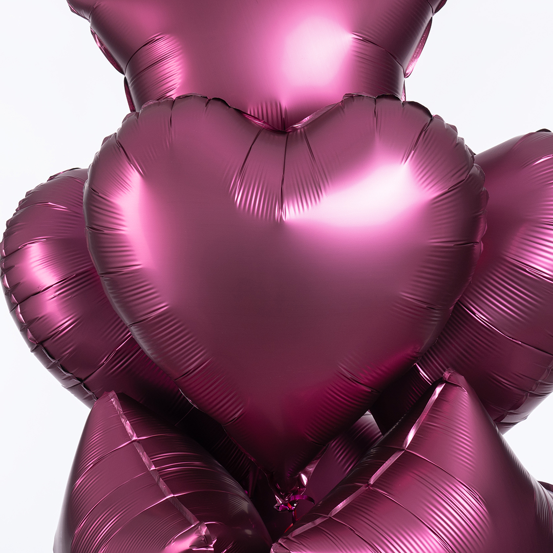 Шар (18''/46 см) Сердце, Бургундия, Сатин, 1 шт.