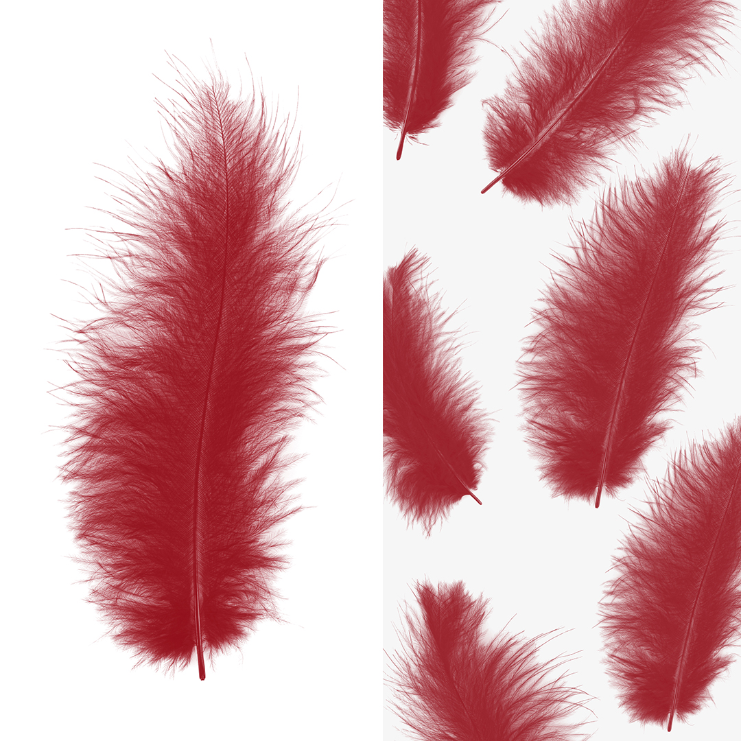 Перья, Премиум, Красный, 12-15 см, 30 шт.