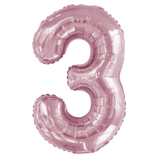 Шар (34''/86 см) Цифра, 3 Slim, Светло-розовый, 1 шт. в уп.
