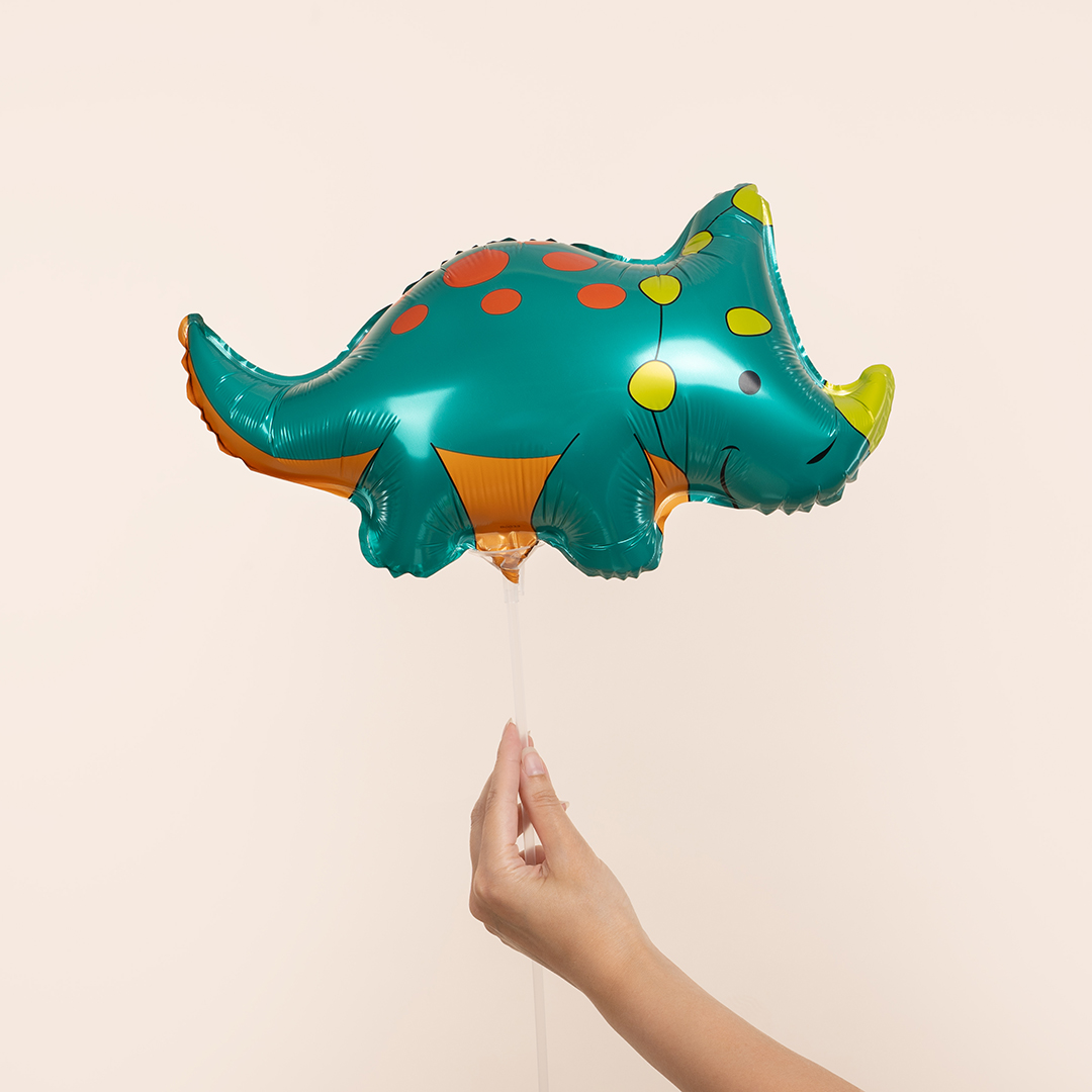 Шар с клапаном (16''/41 см) Мини-фигура, Динозавр Трицератопс, 5 шт. в уп.