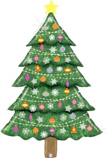 Шар (63''/160 см) Фигура, Новогодняя елка, Голография, 1 шт. в уп.