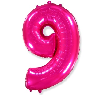Шар (40''/102 см) Цифра, 9, Фуше, 1 шт. в уп.