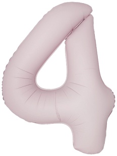 Шар (40''/102 см) Цифра, 4 Slim, Пыльная роза, Сатин, 1 шт. в уп.