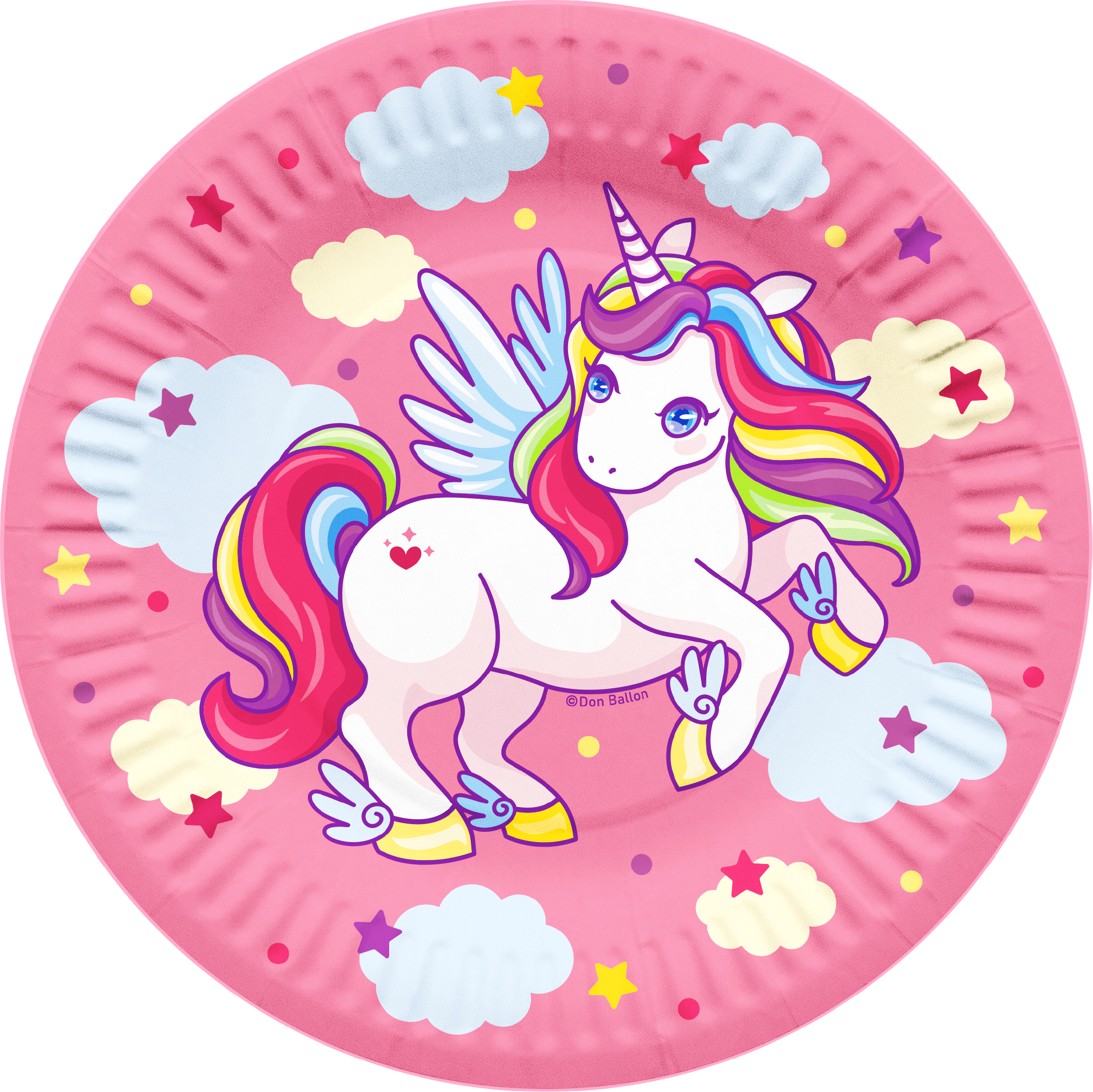 Тарелки (7''/18 см) Милый единорог, Розовый, 6 шт.