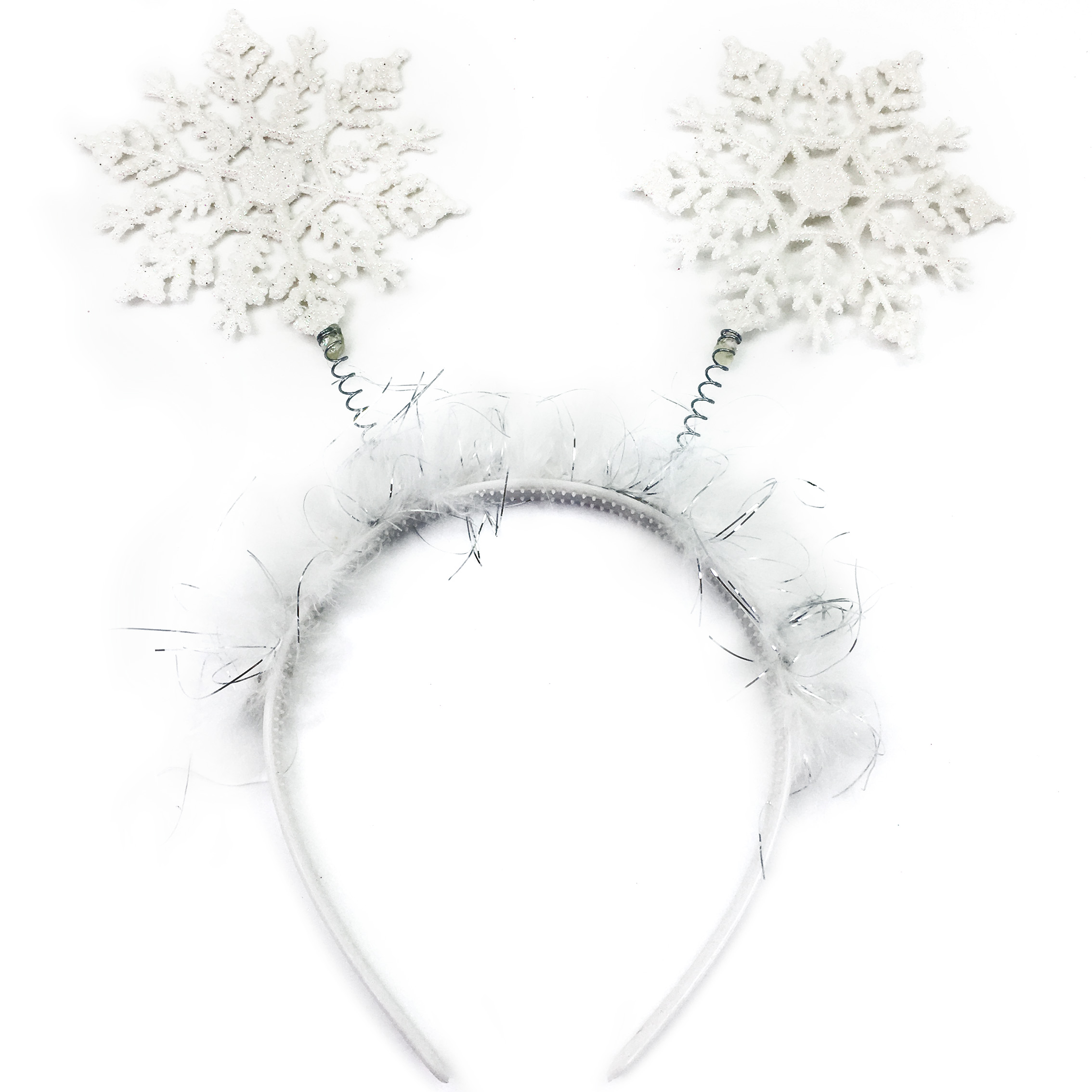 Ободок, Снежинки, Белый, с блестками, 1 шт. 