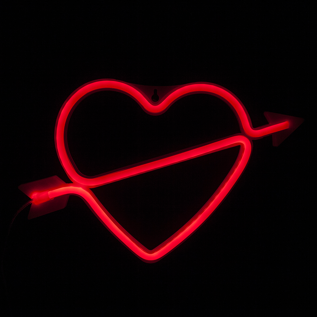 Световая фигура Сердце, со стрелой, 18*28 см. Красный, 1 шт.
