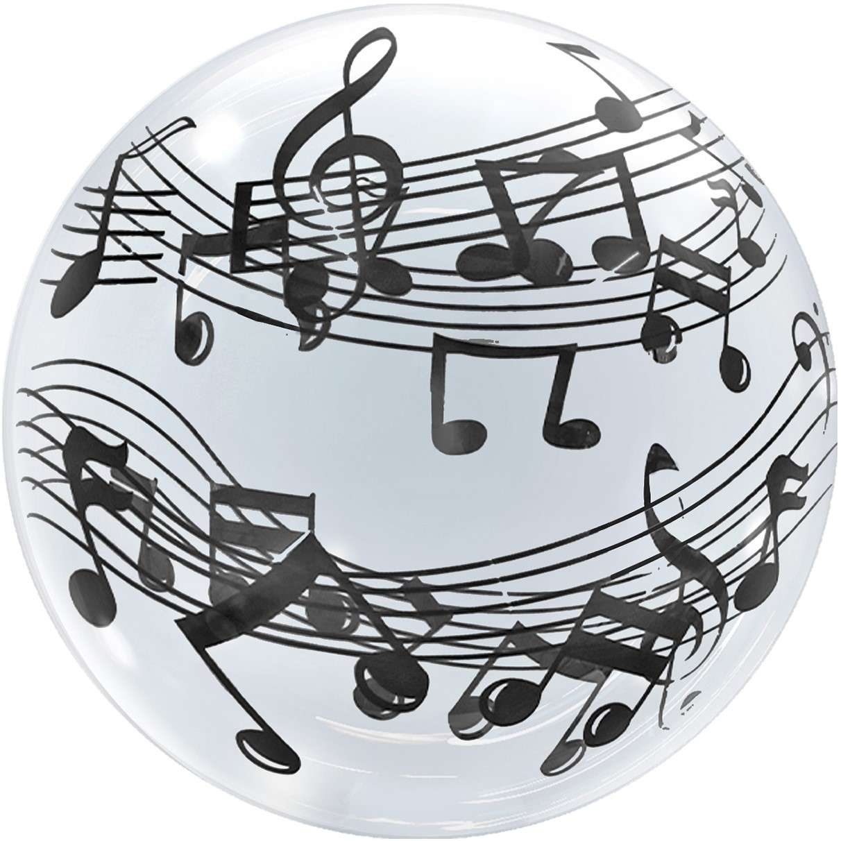 Шар (20''/51 см) Сфера, Deco Bubble, Музыкальные ноты, Прозрачный, Кристалл, 1 шт. в уп.