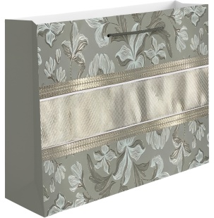 Пакет подарочный, 210гр, Цветочная эстетика, Дизайн №3, Металлик, 34*45*12 см, 1 шт.