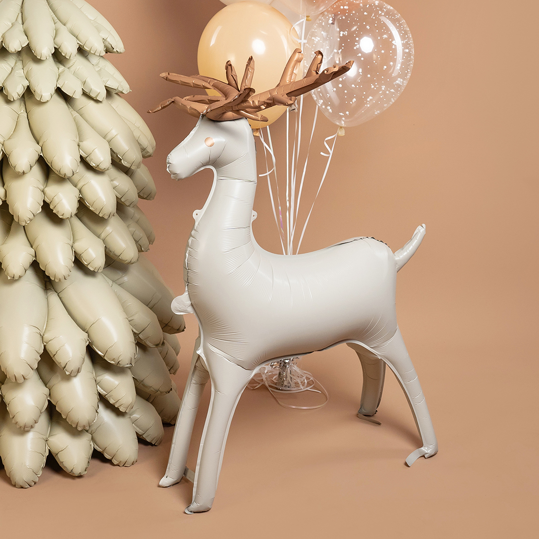 Шар 3D (49''/124 см) Фигура, Олень, Бежевый, Сатин, 1 шт. в уп.