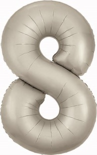Шар (40''/102 см) Цифра, 8 Slim, Мистик, Кремовый, Сатин, 1 шт. в уп.