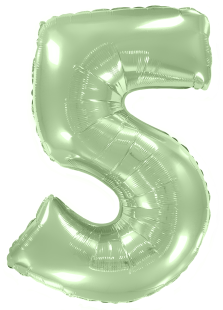 Шар (40''/102 см) Цифра, 5, Мятный, Макарунс, 1 шт. в уп.