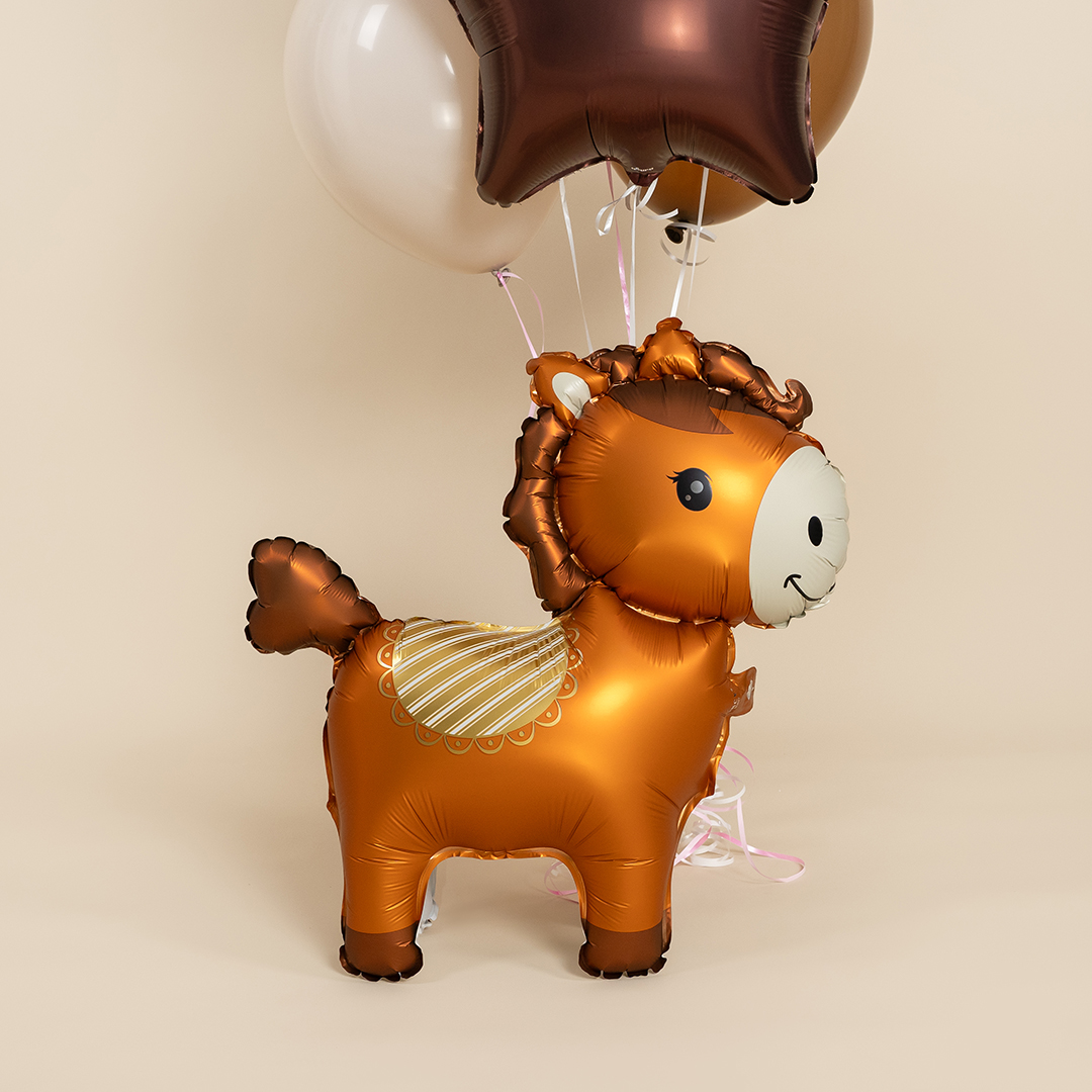 Шар 3D (25''/64 см) Фигура, Лошадка, Коричневый, 1 шт. Шар 3D (25''/64 см) Фигура, Лошадка, Коричневый, 1 шт.