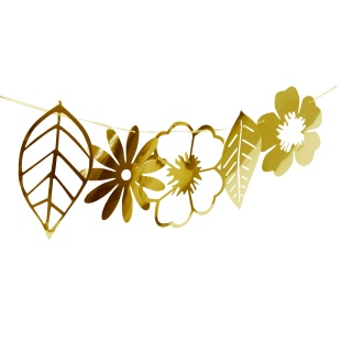 Гирлянда Цветы и листья, Золото, Металлик, 250 см, 1 упак.