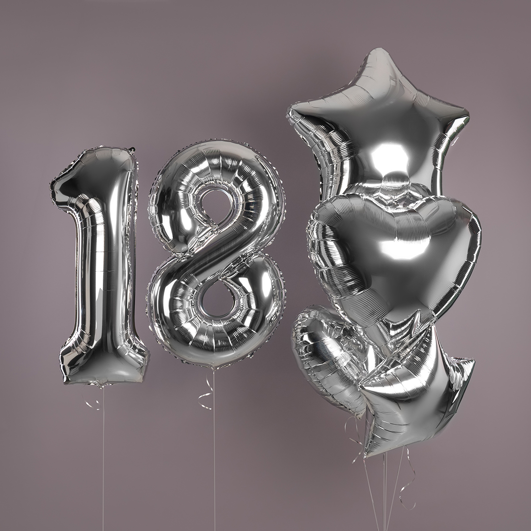 Шар (24''/61 см) Звезда, Серебро, Металлик, 1 шт.