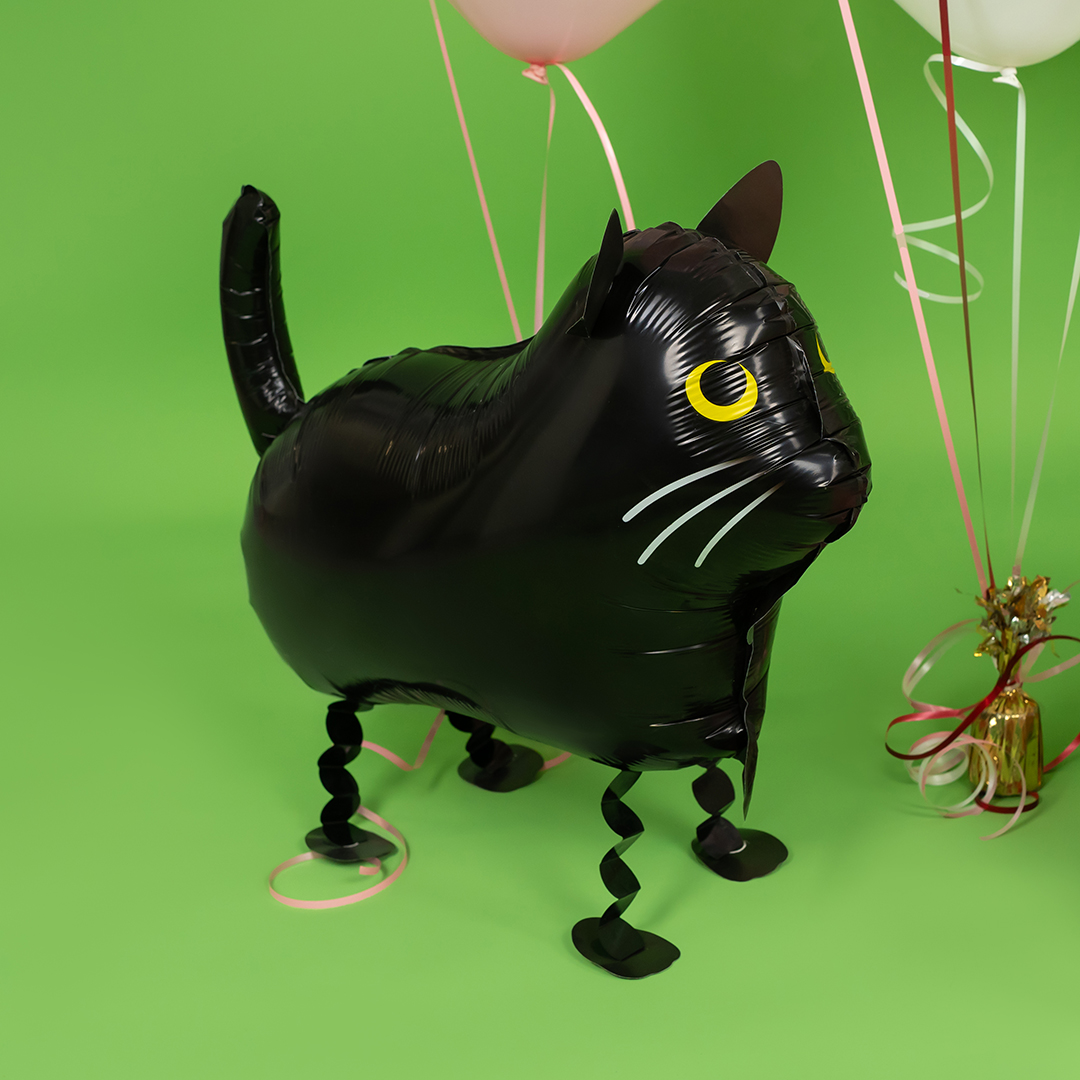 Шар 3D (24''/61 см) Ходячая Фигура, Кот, Черный, 1 шт.