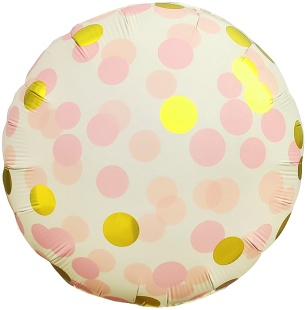 Шар (18''/46 см) Круг, Конфетти, Розовый, Сатин, 1 шт.