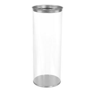 Тубус Цилиндр, с крышкой, 9,2*25 см. Прозрачный/Серебро, 1 шт.