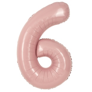 Шар (40''/102 см) Цифра, 6, Пыльная роза, Сатин, 1 шт. в уп.