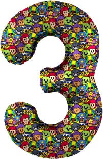 Шар (34''/86 см) Цифра, 3 Game Party, 1 шт. в уп.