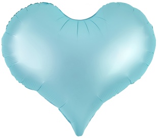 Шар (24''/61 см) Сердце, Люкс, Голубой, Сатин, 1 шт.