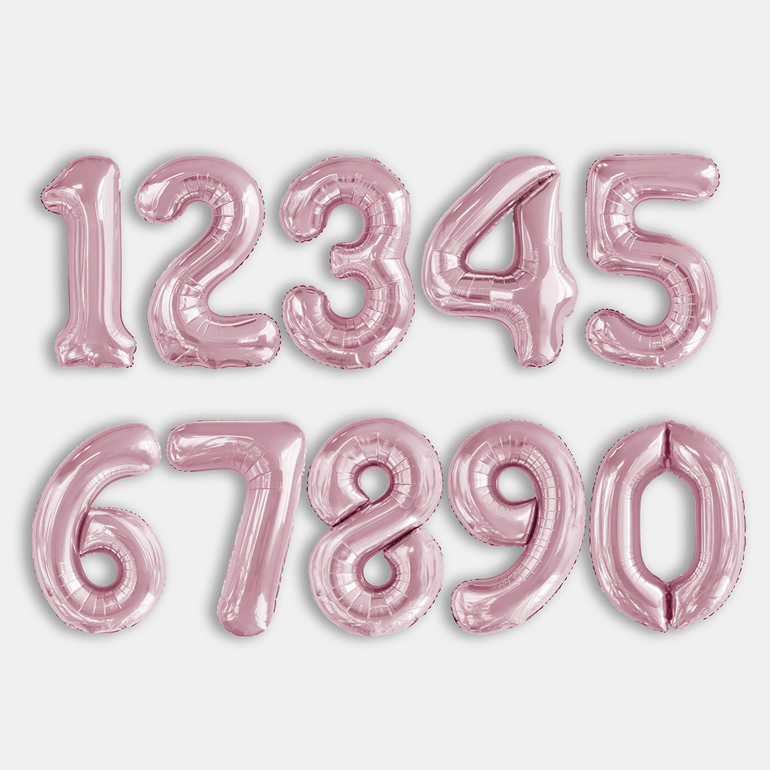 Шар (34''/86 см) Цифра, 9 Slim, Светло-розовый, 1 шт. в уп.