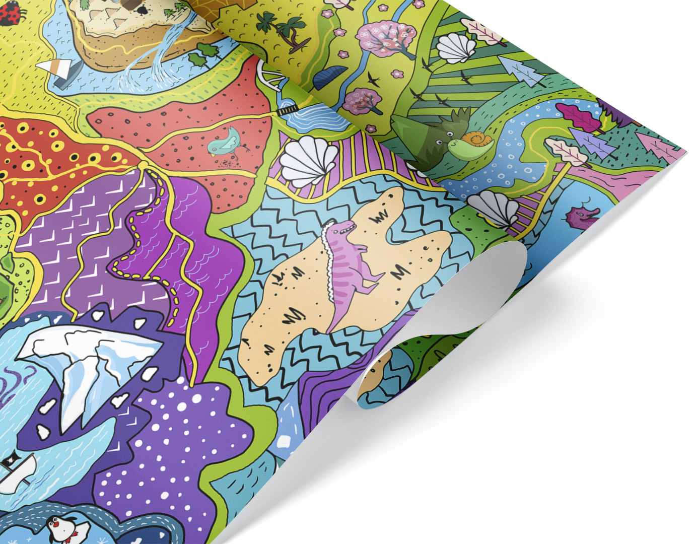 Упаковочная бумага 80гр (0,7*1 м) Карта приключений, 10 шт.