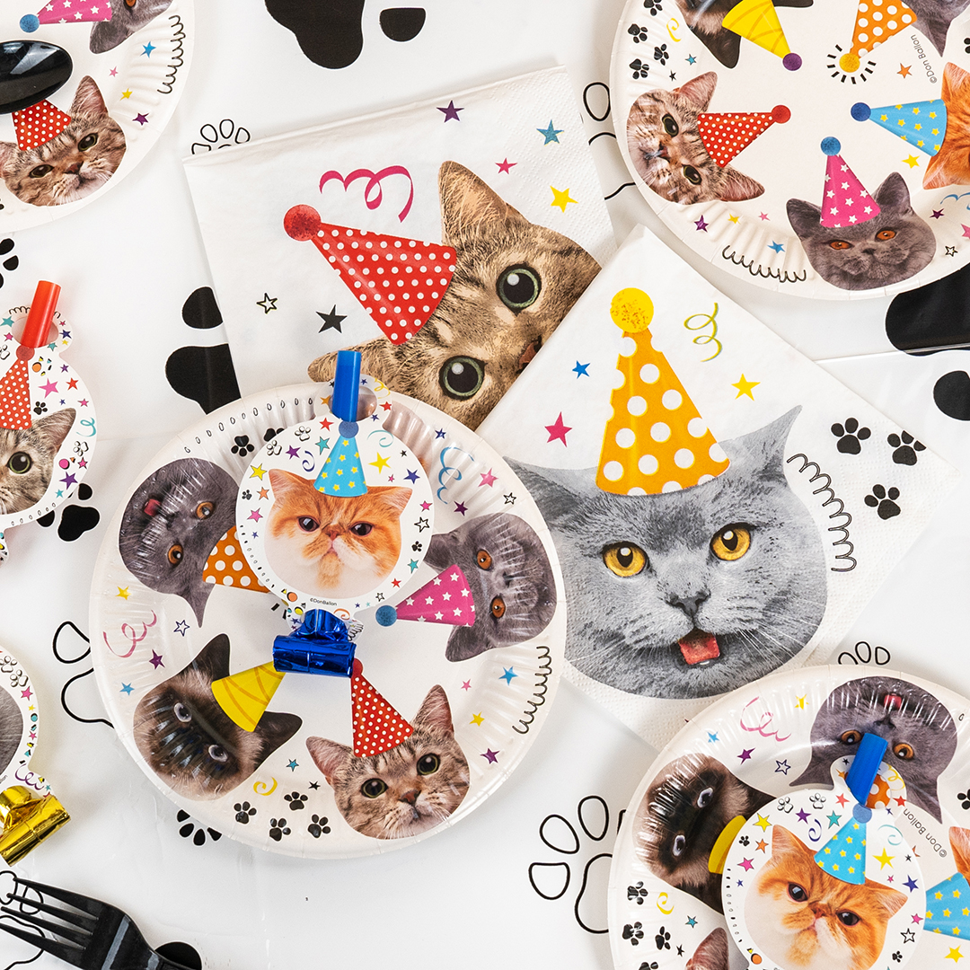 Карнавальные язычки гудки, Котики, 11 см, 6 шт. в упак. 