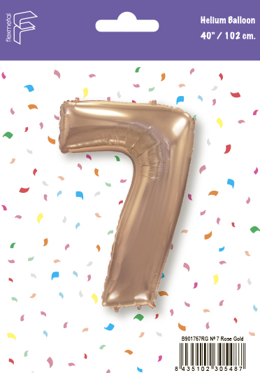 Шар (40''/102 см) Цифра, 7, Розовое Золото, 1 шт. в уп.