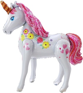 Шар (46''/117 см) Фигура 3D, Цветочный единорог, 1 шт. в уп.