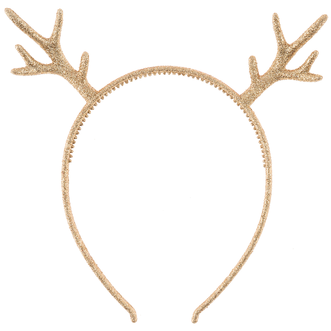 Ободок, Оленьи рожки, Шампань, с блестками, 1 шт. 