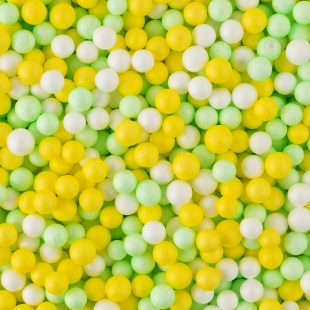 Шарики пенопласт, Цветной микс, Желтый/Зеленый, 6-8 мм, 10 гр.