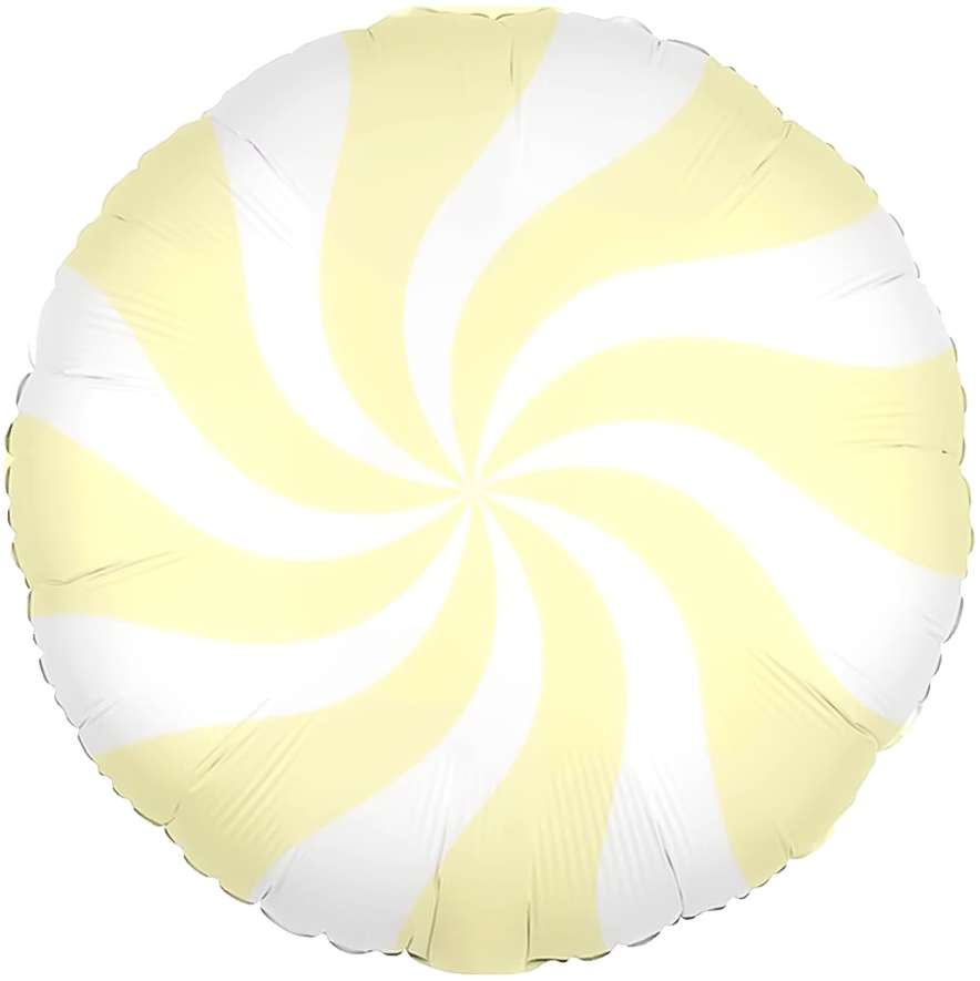 Шар (18''/46 см) Круг, Леденец, Желтый/Белый, Макарунс, 1 шт.